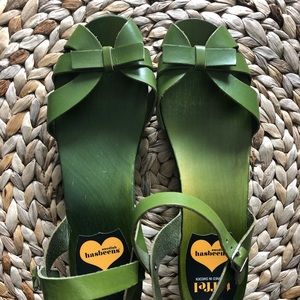 SWEDISH HAS BEENS - Rare green low heeled clogs